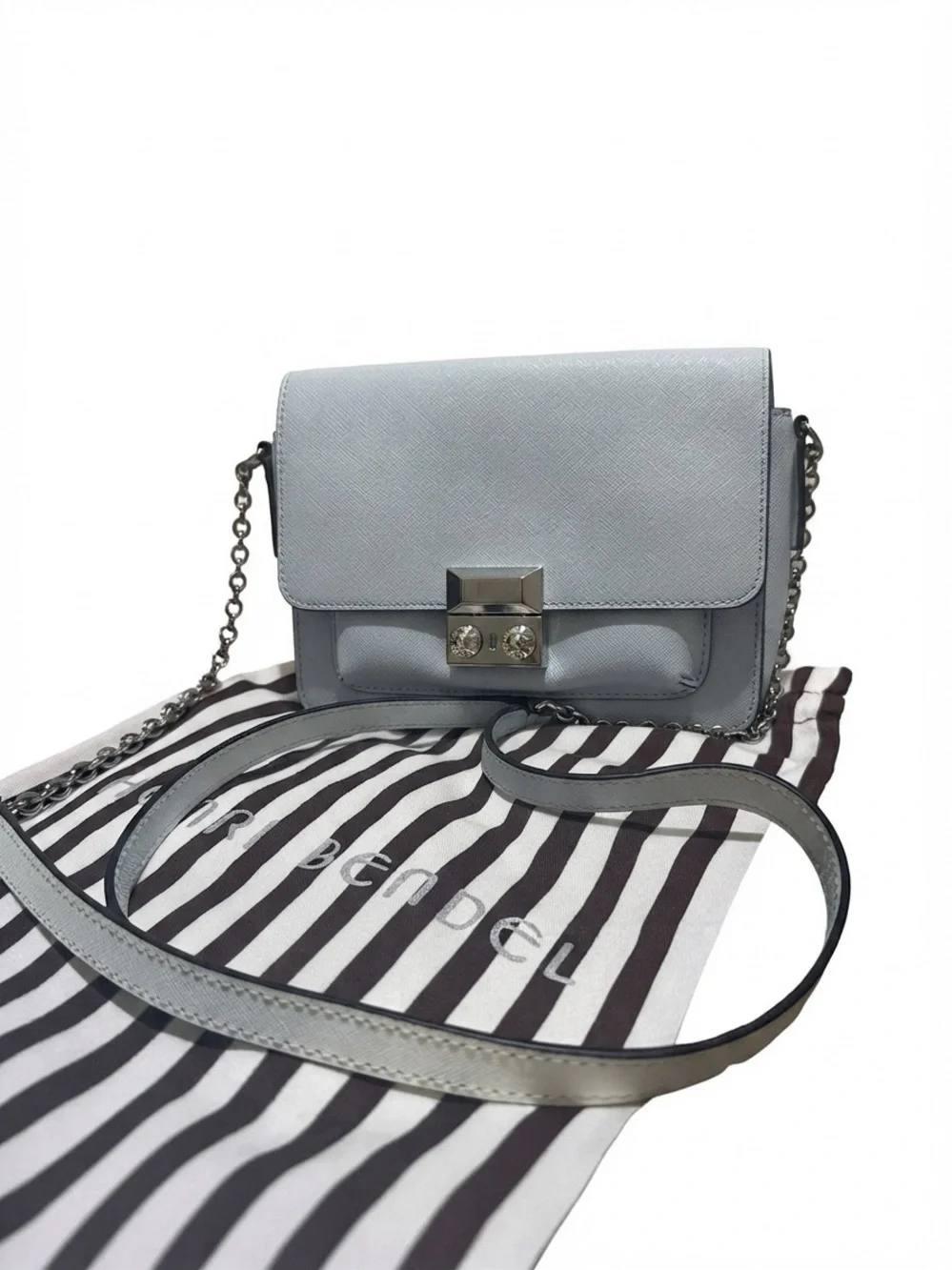 Rare HENRI BENDEL Saffiano Leather Crossbody Wallet on a Chain Mint Green EUC